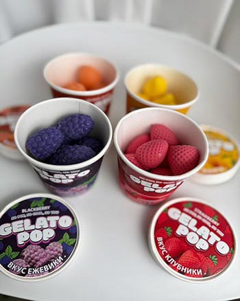 Miniature berries filled with ice cream